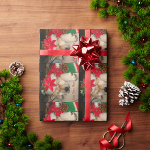 Papier Cadeau Décor de cône de chapeau de santa chien mignonne a