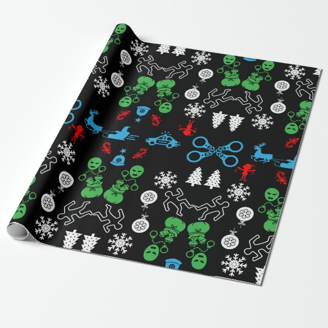 Papier Cadeau Décor de Noël de la police (Déroulé)