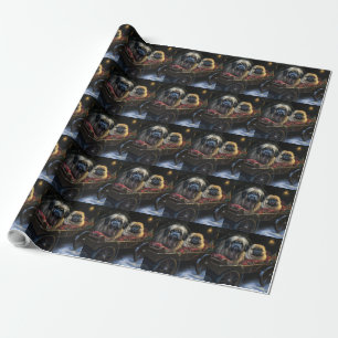 Papier Cadeau Décor de Noël Pekingese Snowy Sleigh