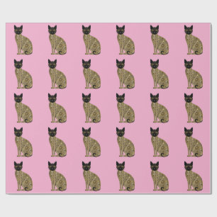 Papier Cadeau Décor doré Gustav Klimt Style Chat Noir Art