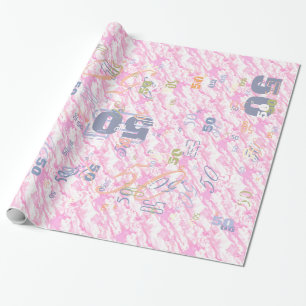Papier Cadeau Décor Festif Fuchsia Roses Nuages