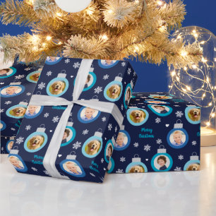 Papier Cadeau Décor photo bleu de la Marine moderne