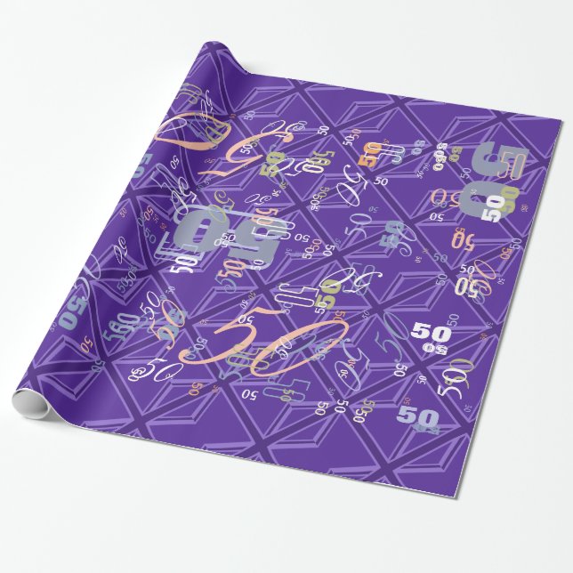 Papier Cadeau Décor Union Jack Accent Violet (Déroulé)