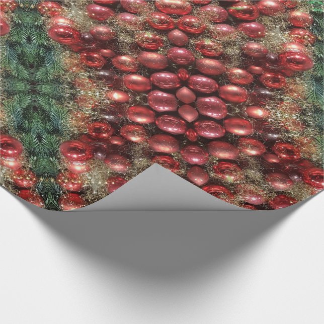 Papier Cadeau Décoration de Noël Baubles rouges Fir Kaleidoscopi (Coin)