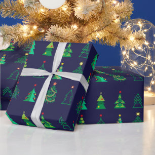 Papier Cadeau Décoration des cadeaux de vacances d'hiver sapin d