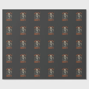 Papier Cadeau Décoration d'Halloween squelette vintage avec dign