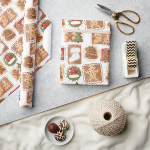 Papier Cadeau Décorations de Noël au pain d'épice