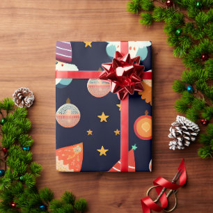 Papier Cadeau Décorations de Noël du Père Noël Motif rétro
