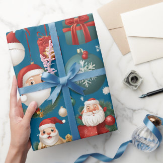 Papier Cadeau Décorations de Noël modernes