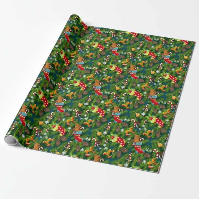 Papier Cadeau Décorations de Noël Motif (Déroulé)