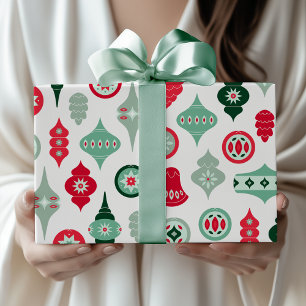 Papier Cadeau Décorations de Noël Rétro de Style Mid-Century Mod
