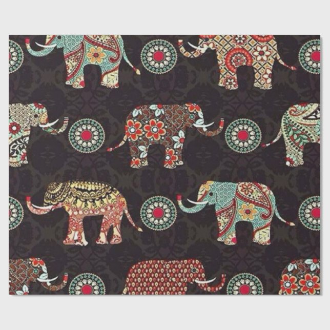 Papier Cadeau Decorative Elephant Pattern Wrapping Paper (Plat)