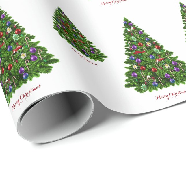Papier cadeau décoré de l'arbre de Noël (Coin rond)