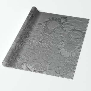 Papier Cadeau Découpage de conception florale gris argent du tou