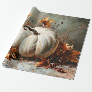 Papier Cadeau Découpage de peinture Citrouille blanc vintage