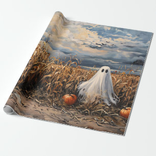 Papier Cadeau Découpage des Citrouilles de champ de maïs fantôme