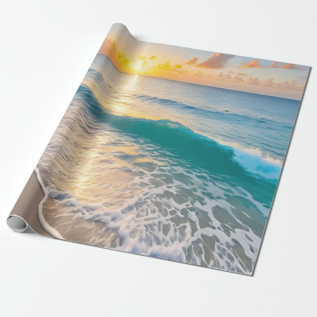 Papier Cadeau Découpage du coucher de soleil sur la plage (Déroulé)