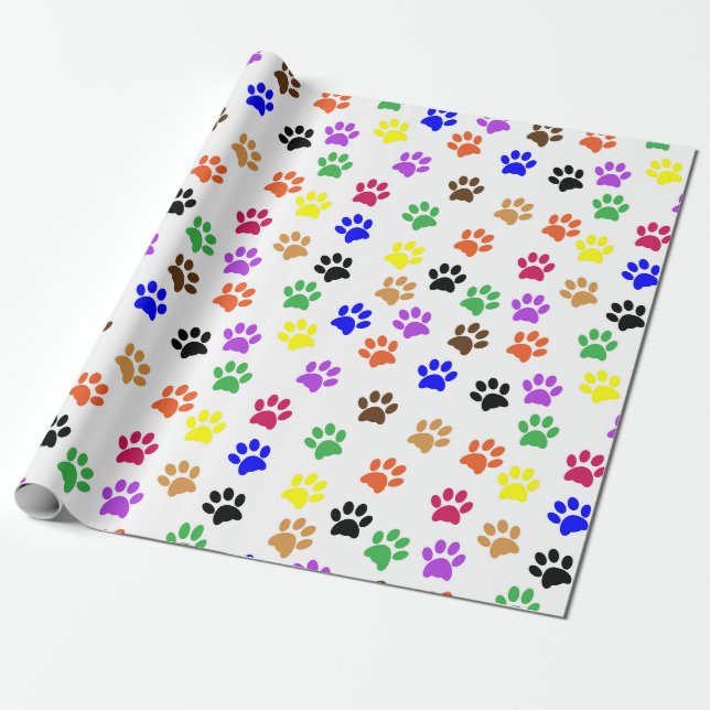 Papier Cadeau Découpage Empreinte de patte coloré (Déroulé)