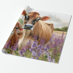 Papier Cadeau Découpage Fleur sauvage Jersey Cow et Calf