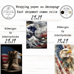 Papier cadeau découpage USA drapeau américain aigl