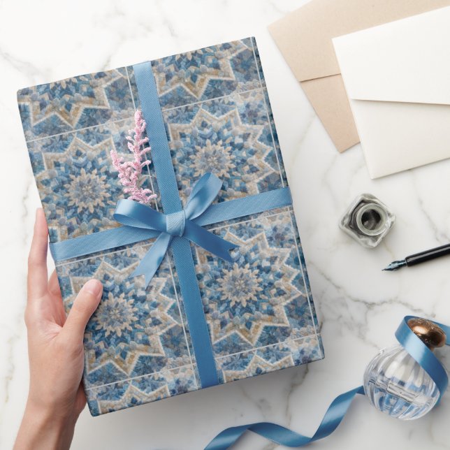 Papier Cadeau Découpe Kaleidoscope de flocon de neige rétro (Cadeaux)