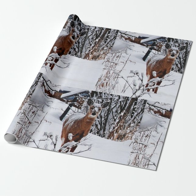 Papier Cadeau Deer en hiver Vacances au pays des merveilles (Déroulé)