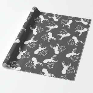 Papier Cadeau Deer Hunting Lodge Baby shower Antlers Boy Blue