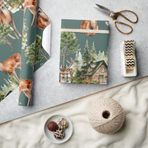 Papier Cadeau Deer Nature Faune Russe Fête Noël