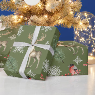 Papier Cadeau Deer Stag Woodland Noël à thème