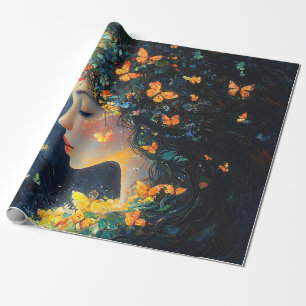 Papier Cadeau Déesse de la forêt enchantée avec papillons (5)