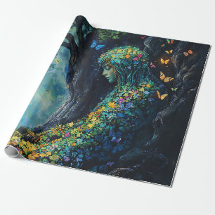 Papier Cadeau Déesse de la forêt enchantée avec papillons (6)