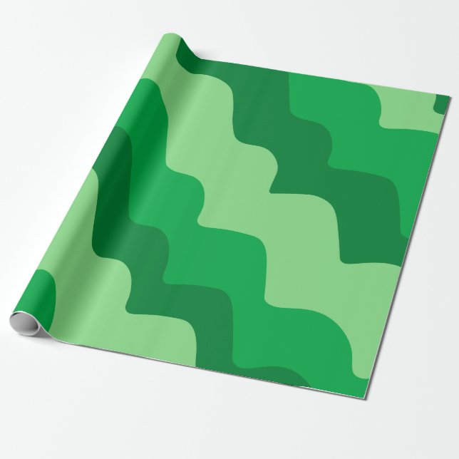 Papier Cadeau Dégradé vert ondulé des vagues océaniques (Déroulé)