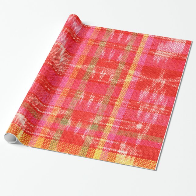 Papier Cadeau Deisgn orange, rouge et blanc d'ikat (Déroulé)