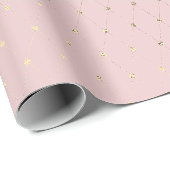 Papier Cadeau Délicat Poudre Blush Diamond Coupe Rose Or (Coin rond)
