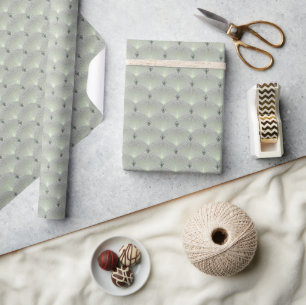 Papier Cadeau Délicat vert et gris, art déco.