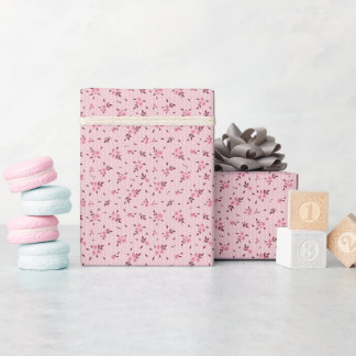 Papier Cadeau Delicate Flower Pattern Pink Wrapping Paper Roll