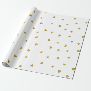 Papier Cadeau Delicate Gold Sepia Hearts Confetti White Faveur