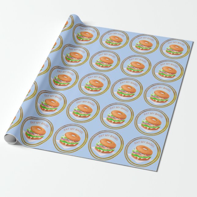 Papier Cadeau Délicieux Bagel Saumon personnalisé (Déroulé)