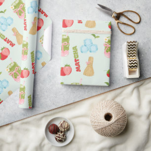 Papier Cadeau Délicieux Matcha à la Fraise avec Ruban