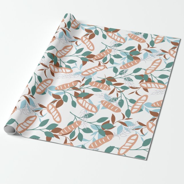 Papier Cadeau Délicieux Motif de baguette de blé biologique (Déroulé)