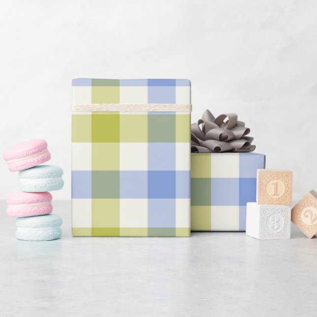 Papier Cadeau Delphinium Gingham - Wrapping Paper (Baby Shower)