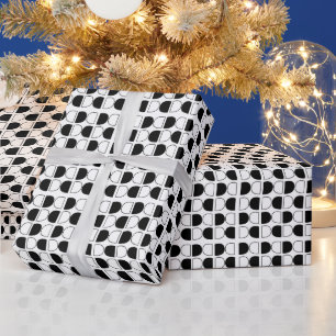 Papier Cadeau Demi-cercle géométrique noir et blanc