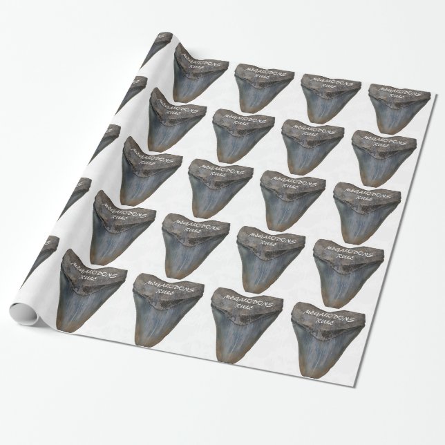 Papier Cadeau Dent de requin de Megalodon (Déroulé)