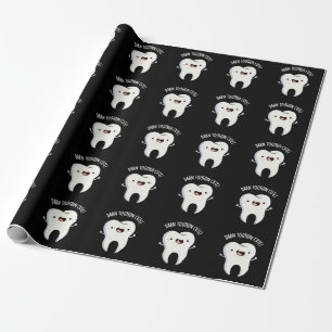 Papier Cadeau Dent foncée dans mignonne amusant jeu de dents Bis
