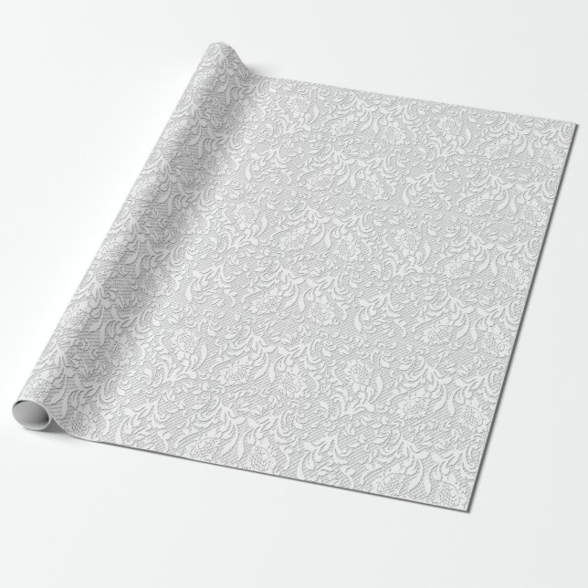 Papier Cadeau Dentelle blanche délicate (Déroulé)