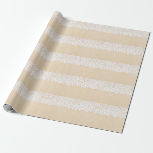 Papier Cadeau Dentelle blanche sur la conception du tissu. (Déroulé)