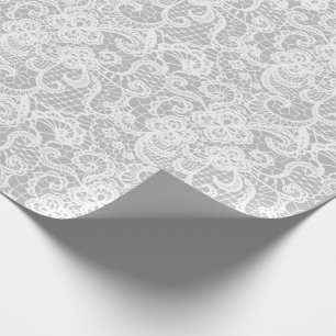 Papier Cadeau Dentelle blanche sur le recouvrement d'argent