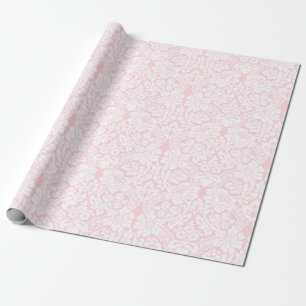 Papier Cadeau Dentelle blanche sur rose