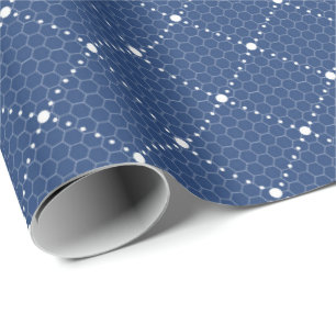 Papier Cadeau Dentelle bleu marine Blanc Sage Pastel Lattice Bur