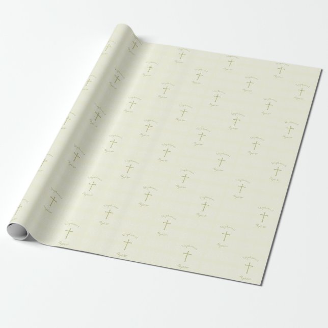 Papier Cadeau Dentelle florale sensible sage de baptême (Déroulé)